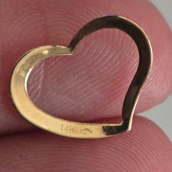 14K Yellow Gold Open Heart Pendants - Picture 5 of 6